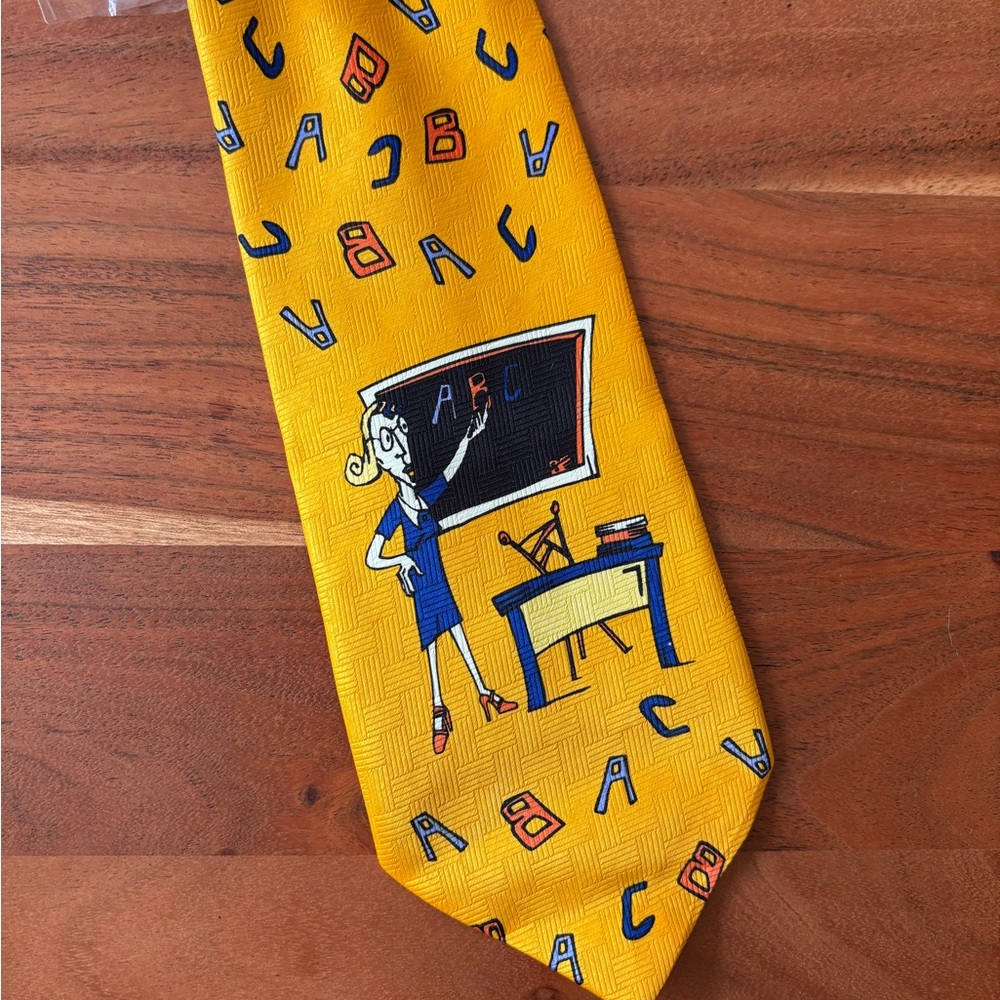 NEW MARCO POLO Alphabet Patterned Yellow Tie